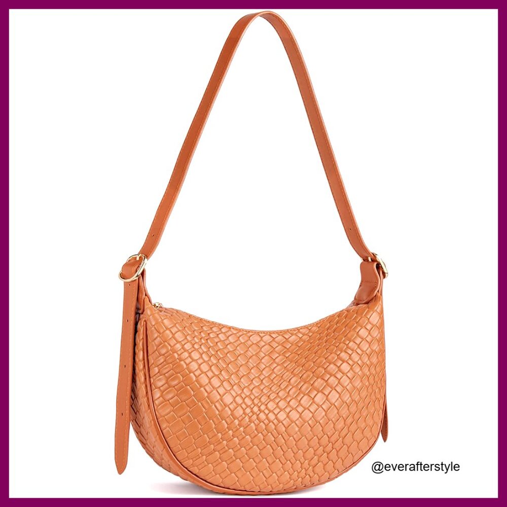 Vegan Leather Crossbody Hobo Bag Adjustable Strap Elegant Retro Style Purse